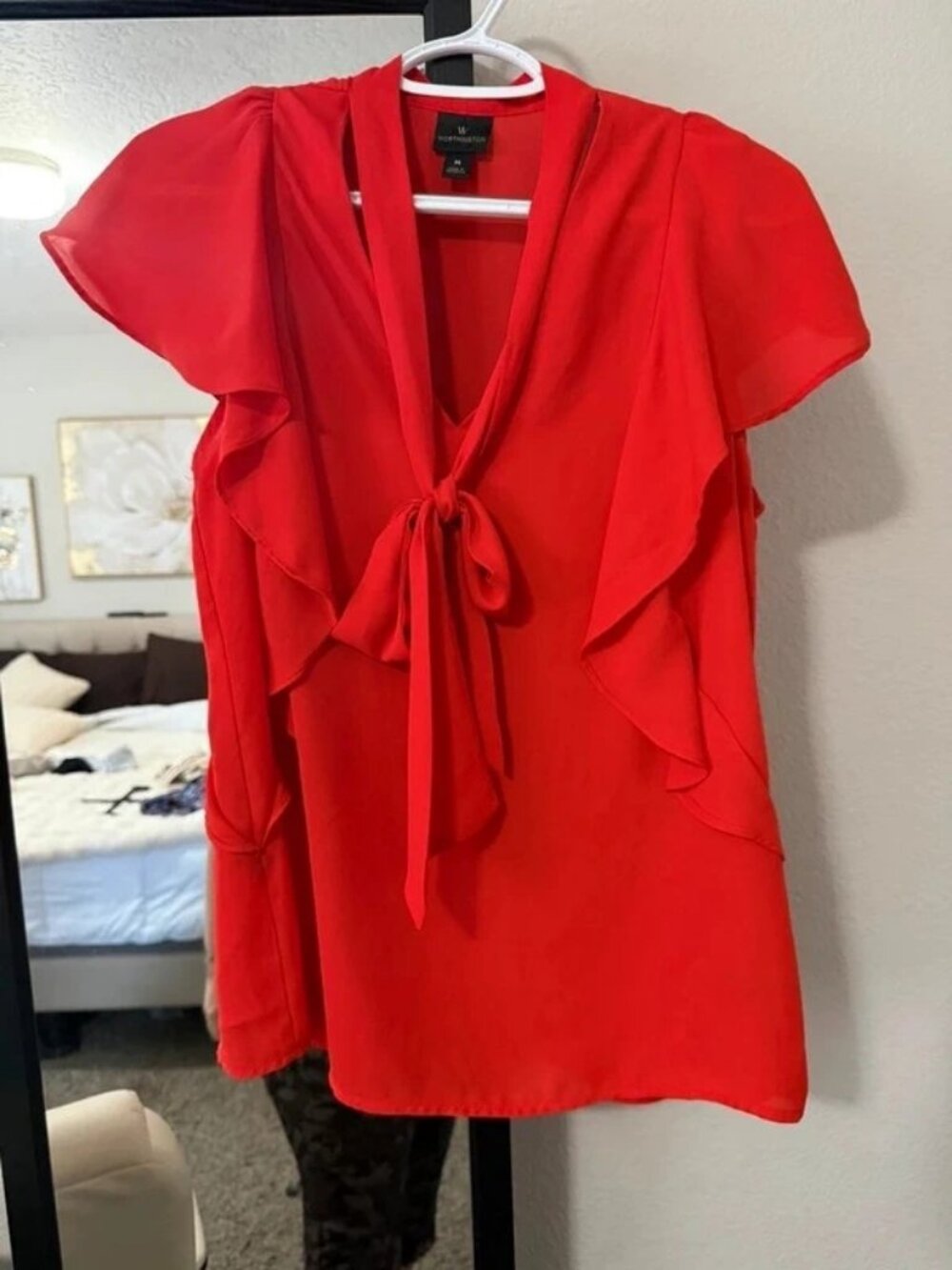 Worthington Red Ruffle Blous - Picture 2 of 3